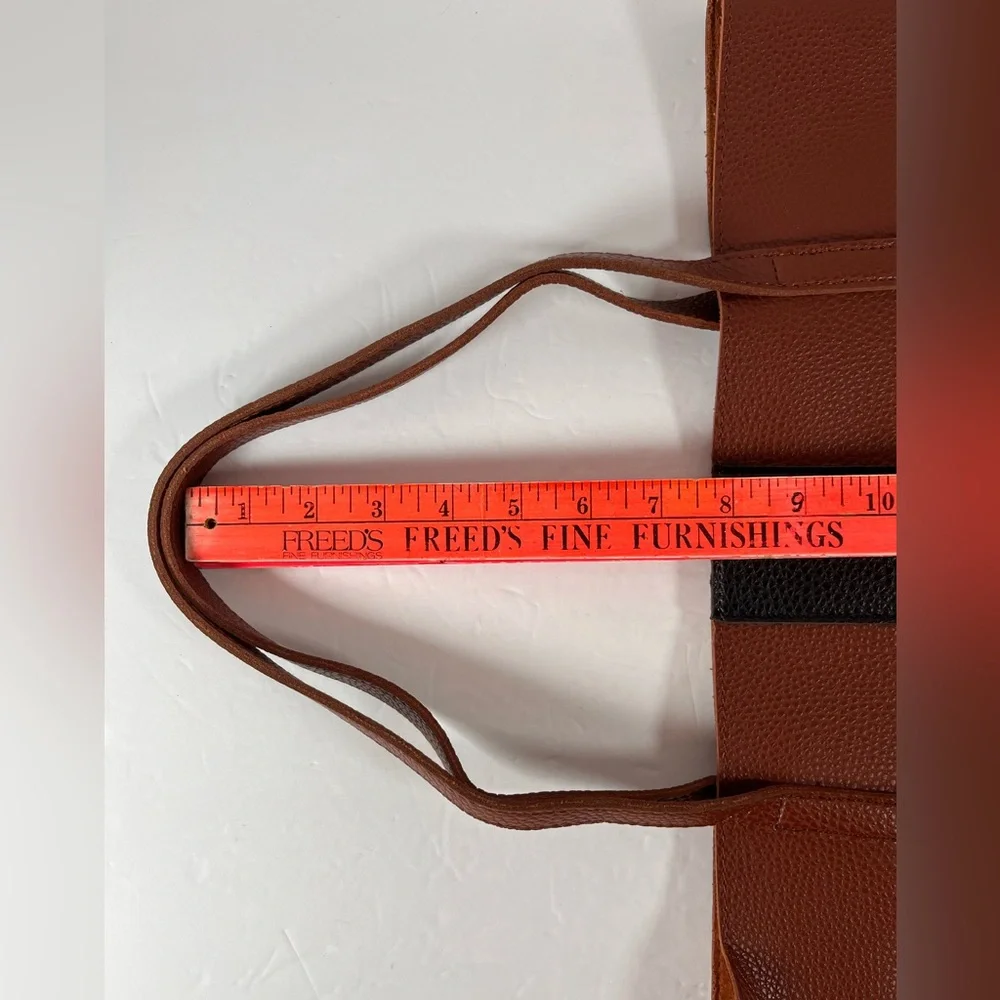Vince Camuto Brown Black Vegan Leather Tote Laptop Shoulder‎ Bag College.